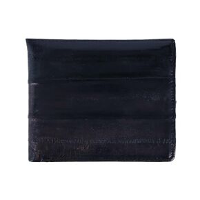 CTM® Men's Eel Skin Leather Bifold Wallet with Coin Pouch, Black