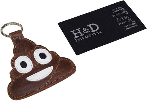 لعبة الاختباء والشرب، سلسلة مفاتيح جلدية من Poop Emoji / حلقة مفاتيح/ حامل / هدايا لطيفة، إكسسوارات يدوية تتضمن ضمان 101 عام:: بني بوربون، بني، S, بني, S in Saudi Arabia