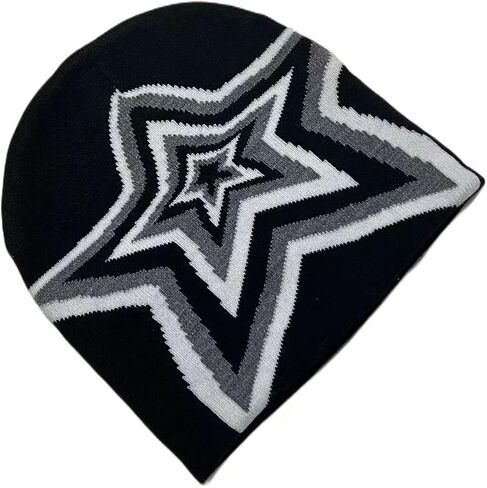 Y2k Beanies Star Graphic Crochet Hats for Women Men Cutecore Gyaru Grunge Clothes Alt Emo Accessories Harajuku Streetwear in Saudi Arabia