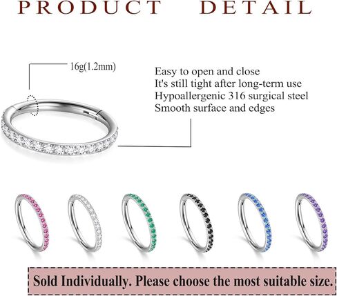 CICIMOTO 16 جرام 20 جرام تشيكوسلوفاكيا الغضروف القرط هوب الجراحية الصلب الزنمة هوب الدائري اللولب الزنمة محارة روك ثقب المجوهرات in Kuwait