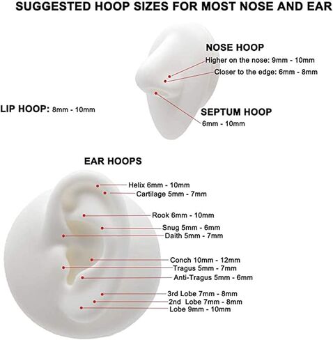 CICIMOTO 16 جرام 20 جرام تشيكوسلوفاكيا الغضروف القرط هوب الجراحية الصلب الزنمة هوب الدائري اللولب الزنمة محارة روك ثقب المجوهرات in Kuwait