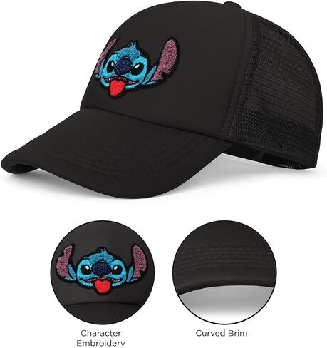 Disney mens Disney Adult Trucker Hat, Lilo & Stitch Mesh Snapback Baseball Cap Baseball Cap in Kuwait