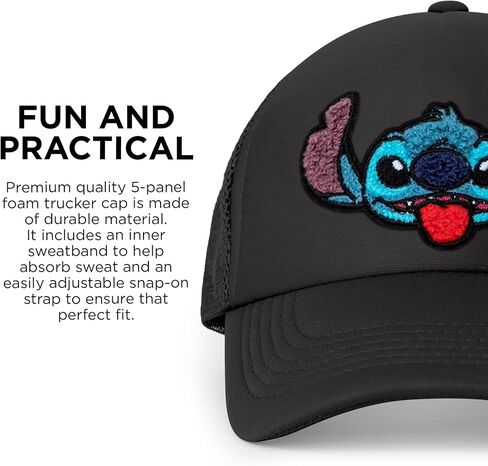 Disney mens Disney Adult Trucker Hat, Lilo & Stitch Mesh Snapback Baseball Cap Baseball Cap in Kuwait