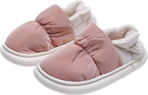 STRSTAR Slippers for Women Down Slippers Womens Fuzzy Memory Foam Slippers, Waterproof Cloth House Bedroom Slippers for Women, Indoor Outdoor Anti-Skid Slipper Pink in Kuwait