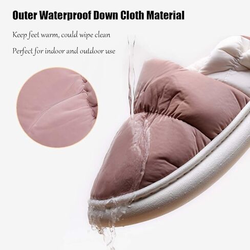 STRSTAR Slippers for Women Down Slippers Womens Fuzzy Memory Foam Slippers, Waterproof Cloth House Bedroom Slippers for Women, Indoor Outdoor Anti-Skid Slipper Pink in Kuwait