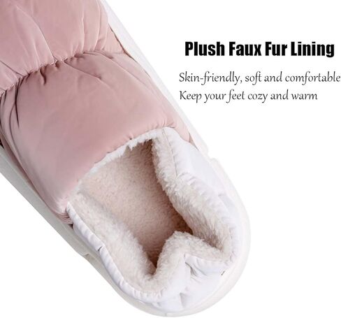 STRSTAR Slippers for Women Down Slippers Womens Fuzzy Memory Foam Slippers, Waterproof Cloth House Bedroom Slippers for Women, Indoor Outdoor Anti-Skid Slipper Pink in Kuwait