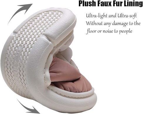 STRSTAR Slippers for Women Down Slippers Womens Fuzzy Memory Foam Slippers, Waterproof Cloth House Bedroom Slippers for Women, Indoor Outdoor Anti-Skid Slipper Pink in Kuwait