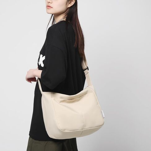 Blostirno المرأة العصرية حقيبة كتف عادية نايلون سعة كبيرة حقيبة يد كروس الرجال عادي محفظة هوبو حمل حقيبة in Kuwait