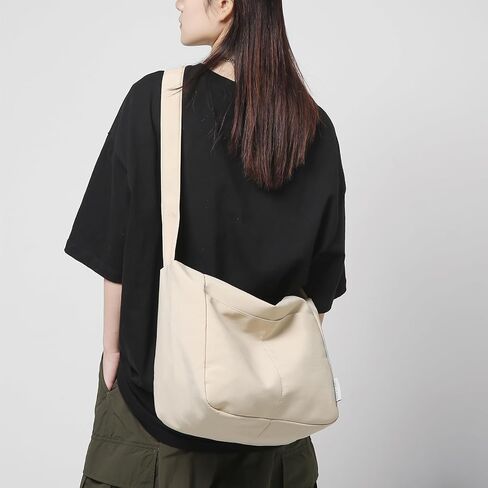 Blostirno المرأة العصرية حقيبة كتف عادية نايلون سعة كبيرة حقيبة يد كروس الرجال عادي محفظة هوبو حمل حقيبة in Kuwait