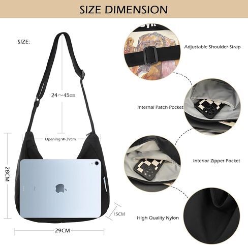 Blostirno المرأة العصرية حقيبة كتف عادية نايلون سعة كبيرة حقيبة يد كروس الرجال عادي محفظة هوبو حمل حقيبة in Kuwait