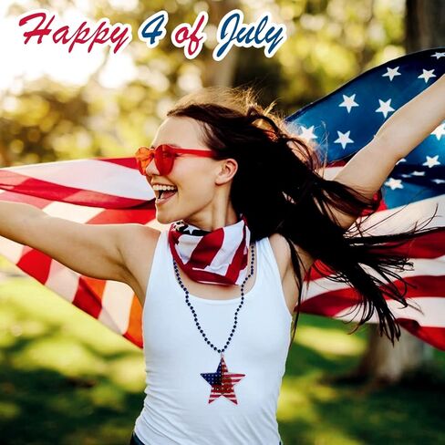 قلادة الماموث الكهربائي المضيئة بعلم الولايات المتحدة الأمريكية والنجمة - ملحق حفلات LED ليوم 4 يوليو in Kuwait