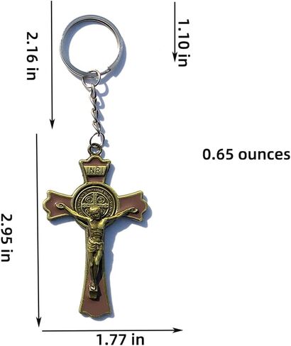 ميدالية مفاتيح متقاطعة من كريستيان سانت بنديكت مع يسوع على حامل مفاتيح الصليب (متعددة الألوان) in Kuwait