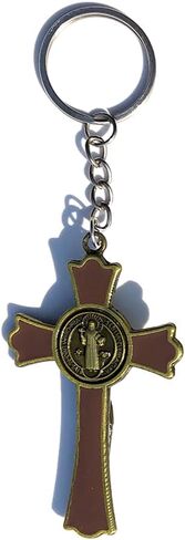 ميدالية مفاتيح متقاطعة من كريستيان سانت بنديكت مع يسوع على حامل مفاتيح الصليب (متعددة الألوان) in Kuwait