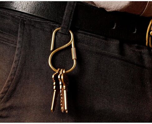 Craighill Offset Keyring - مشبك سلسلة مفاتيح بحلقة مقاس 2 بوصة، حلقة مفاتيح حديثة بسيطة لمفاتيح السيارة والحمل اليومي، شديدة التحمل، خفيفة الوزن، على شكل خطاف - نحاس in Kuwait