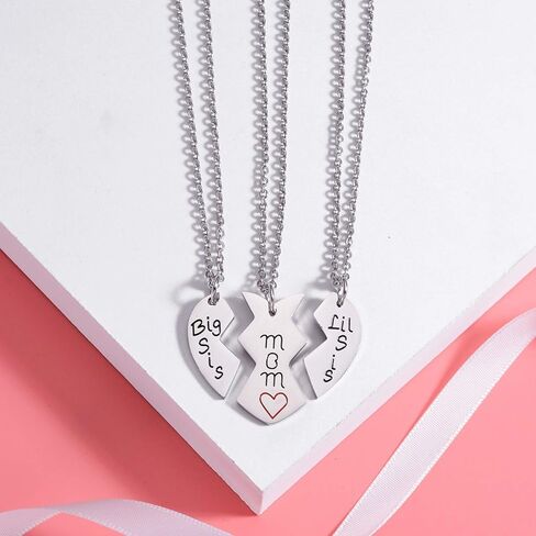 ان زد زد تي او ان تي طقم عقد بقلادة متطابقة على شكل قلب الحب والام والابنة والام والاخت الكبيرة، 3 قطع in Kuwait