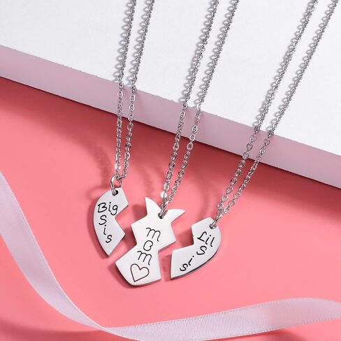 ان زد زد تي او ان تي طقم عقد بقلادة متطابقة على شكل قلب الحب والام والابنة والام والاخت الكبيرة، 3 قطع in Kuwait