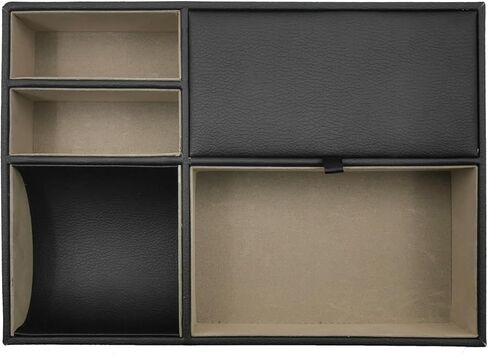 صينية خدمة رجالية من LYFJXX، صواني مجوهرات من الجلد الصناعي الأسود، صندوق ساعة لخزانة الملابس، صينية تنظيم منضدة للرجال، هدايا للرجال، هدايا للأب in Kuwait