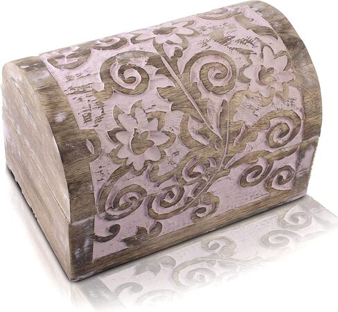 Great Birthday Gift Ideas Handmade Decorative Wooden Jewelry Box Jewelry Organizer Keepsake Box Treasure Chest Trinket Holder Watch Box Storage Lock Box Housewarming Gifts Men Women (Blue Wash Finish) in Saudi Arabia