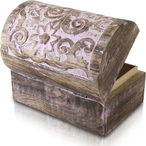 Great Birthday Gift Ideas Handmade Decorative Wooden Jewelry Box Jewelry Organizer Keepsake Box Treasure Chest Trinket Holder Watch Box Storage Lock Box Housewarming Gifts Men Women (Blue Wash Finish) in Saudi Arabia