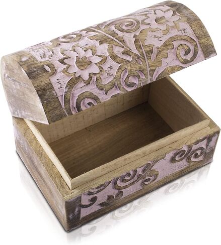 Great Birthday Gift Ideas Handmade Decorative Wooden Jewelry Box Jewelry Organizer Keepsake Box Treasure Chest Trinket Holder Watch Box Storage Lock Box Housewarming Gifts Men Women (Blue Wash Finish) in Saudi Arabia