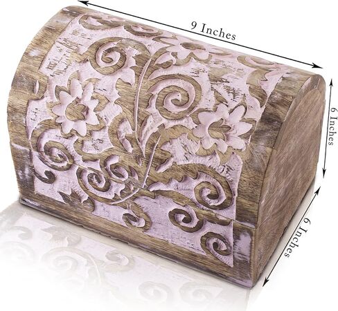 Great Birthday Gift Ideas Handmade Decorative Wooden Jewelry Box Jewelry Organizer Keepsake Box Treasure Chest Trinket Holder Watch Box Storage Lock Box Housewarming Gifts Men Women (Blue Wash Finish) in Saudi Arabia