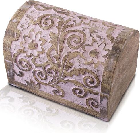 Great Birthday Gift Ideas Handmade Decorative Wooden Jewelry Box Jewelry Organizer Keepsake Box Treasure Chest Trinket Holder Watch Box Storage Lock Box Housewarming Gifts Men Women (Blue Wash Finish) in Saudi Arabia