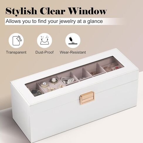 صندوق مجوهرات كبير من Dajasan مكون من 3 طبقات للنساء + صندوق مجوهرات بغطاء شفاف للساعة in Kuwait