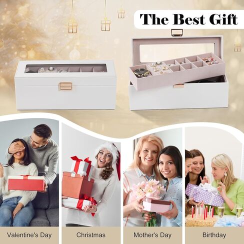 صندوق مجوهرات كبير من Dajasan مكون من 3 طبقات للنساء + صندوق مجوهرات بغطاء شفاف للساعة in Kuwait