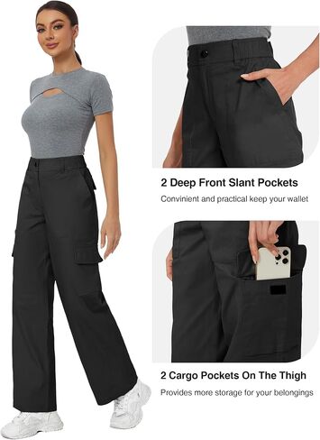 SPECIALMAGIC High Waisted Cargo Pants Women Straight Wide Leg Stretchy Adjustable Trendy Travel Y2K with Pockets Streetwear in Saudi Arabia