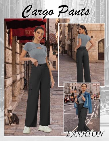 SPECIALMAGIC High Waisted Cargo Pants Women Straight Wide Leg Stretchy Adjustable Trendy Travel Y2K with Pockets Streetwear in Saudi Arabia