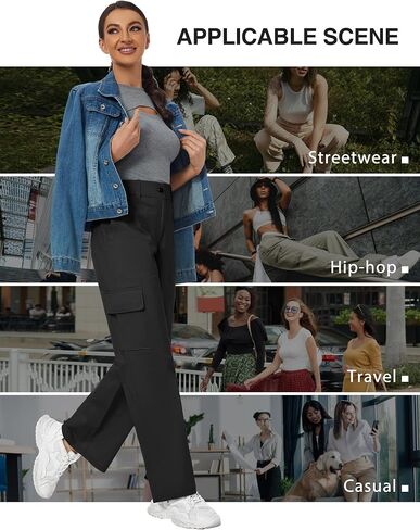 SPECIALMAGIC High Waisted Cargo Pants Women Straight Wide Leg Stretchy Adjustable Trendy Travel Y2K with Pockets Streetwear in Saudi Arabia