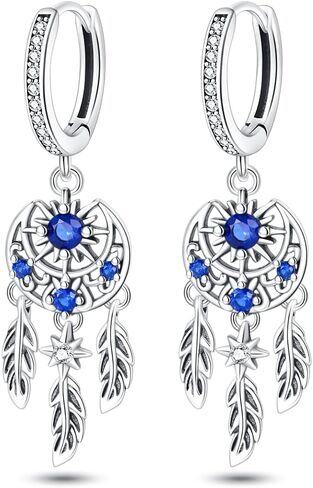 TINSLO Dangly Earrings for Woman 925 Sterling Silver Earrings for Women Cubic Zirconia Silver Dangle Earrings for Women 2023 Fashion Drop Earrings for Womens Girls Gifts in Saudi Arabia