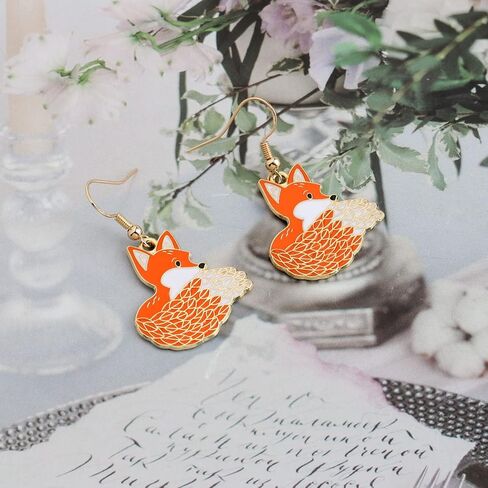WSNANG Fox Earrings for Women Fox Jewelry Cute Wild Animal Earrings Fox Lover Gift Funny Fox Gifts for Girls in Kuwait