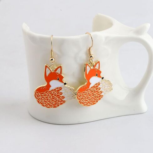 WSNANG Fox Earrings for Women Fox Jewelry Cute Wild Animal Earrings Fox Lover Gift Funny Fox Gifts for Girls in Kuwait