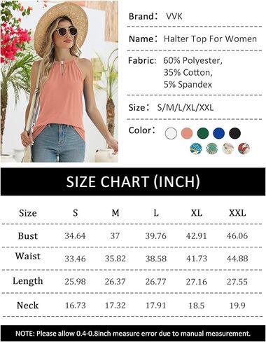 VVK تانك الأعلى للنساء ثقب المفتاح الخامس الرقبة الخروج الملابس مطوي الصيف عارضة لطيف الأزهار فضفاضة تناسب الرسن قمم in Kuwait