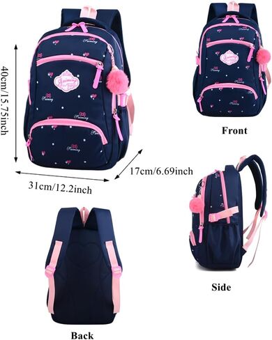 Armbq 3Pcs Kids Backpack Bowknot Printed Daypack Girls 3 in 1 School Bag with Shoulder Bag and Pencil Bag in Saudi Arabia