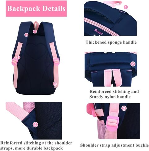 Armbq 3Pcs Kids Backpack Bowknot Printed Daypack Girls 3 in 1 School Bag with Shoulder Bag and Pencil Bag in Saudi Arabia