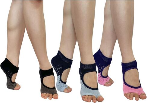 جوارب يوغا مفتوحة عند الأصابع مع مقابض للنساء، جوارب بيلاتيس غير قابلة للانزلاق in Kuwait