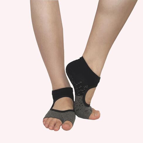 جوارب يوغا مفتوحة عند الأصابع مع مقابض للنساء، جوارب بيلاتيس غير قابلة للانزلاق in Kuwait