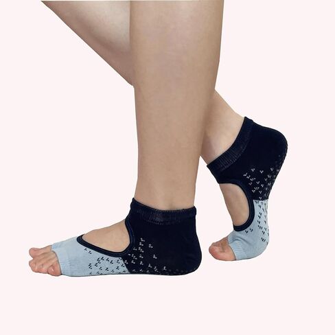 جوارب يوغا مفتوحة عند الأصابع مع مقابض للنساء، جوارب بيلاتيس غير قابلة للانزلاق in Kuwait