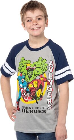 تي شيرت Marvel Avengers للأولاد Hulk Iron Man Captain America Superhero Jersey ذو مخطط مزدوج in Saudi Arabia