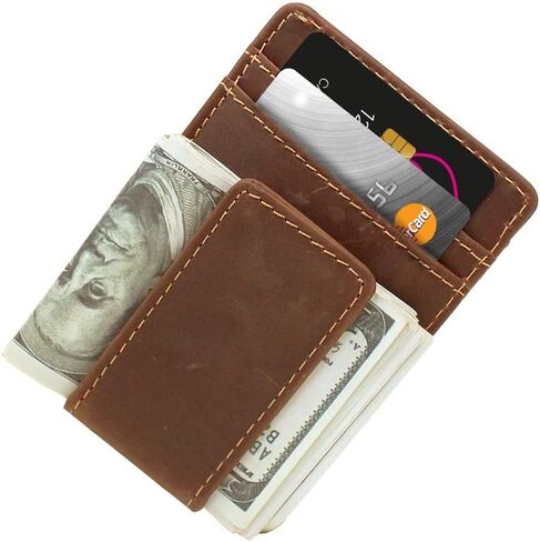 OXA Leather Money Clip Minimalist Handy Wallet with a Cash Clip and 6 Other Card Slots | Crafted From Genuine Leather | Easy To Reach | Gracious Stitching | for Both Women & Men | in Saudi Arabia