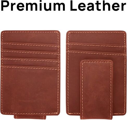 OXA Leather Money Clip Minimalist Handy Wallet with a Cash Clip and 6 Other Card Slots | Crafted From Genuine Leather | Easy To Reach | Gracious Stitching | for Both Women & Men | in Saudi Arabia