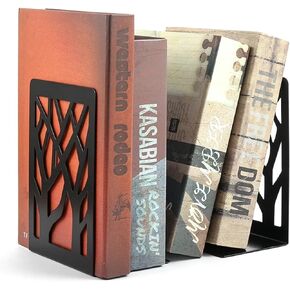 1 Pair Book Ends, Non Skid Metal Bookend, Book Ends for Heavy Books, Bookends for Shelves, Book Shelf Holder Home Decorative, Black Tree of Life Abstract Art Desgin Bookends for Office, Home, School in Kuwait