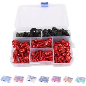 BAIONE Universal Fairing Bolt Kit 195 PCS M5 M6 Motorcycle Windscreen Screws Fasteners Accessories Replacement for Yamaha Honda Kawasaki Suzuki BMW Sportbike Mounting Kits Washers Nuts Screws Clips