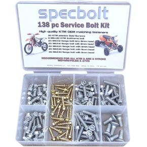 138pc Specbolt KTM Bolt Kit for Maintenance, Restoration, and Service Departments SX EXC XC XC-W 2 Strokes: 50 60 65 85 105 125 250 300 & SXF EXC-F XCF-W 4 Strokes: 250 350 400 450 500 520 620 640