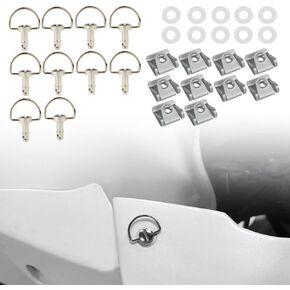 1/4 Turn Quick Release Fasteners, 10 Pack Motorcycle Race Fasteners Quick Release D-Ring Fairing Fastener Clip (Black,14 mm)