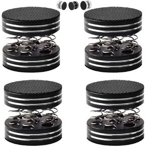 Audio Isolation Plaform Pads Feet Stand Spikes for Record Players/Subwoofer/Turntable/Amplifier/Speaker/Recorder (Solid Aluminum Alloy+Rubber mat +Spring, 44x40mm Black,4-Pack) (Black)