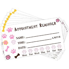 Pet Grooming Appointment Reminder Cards 2 x 3.5inch Paw Prints Appointment Business Cards Grooming Report Cards 100 Pcs appointment cards for Dog Grooming,Client Reminder, Vet Office, Pet Care