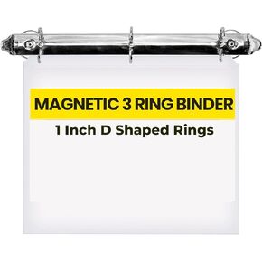 Magnetic 3 Ring Binder Locking Mechanism for Hanging 8.5 x 11 Inch Sheets of Paper – 3 Rings – 1 Inch D Shaped Rings – 5S Visual Aid